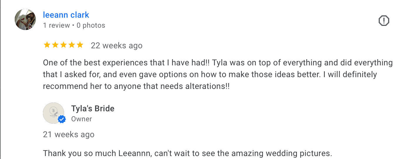 Tylas bride 5 star review