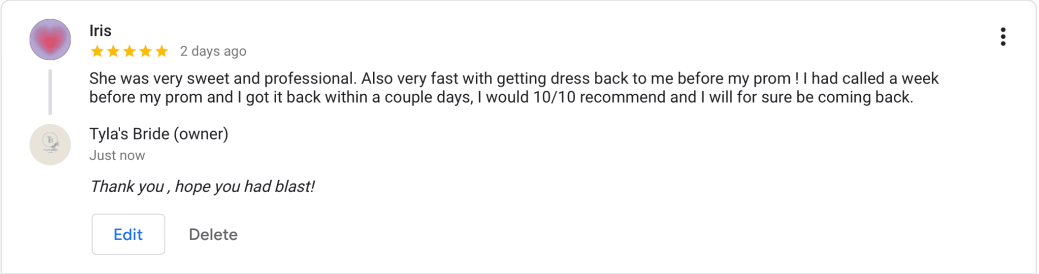 Tylas bride 5 star review