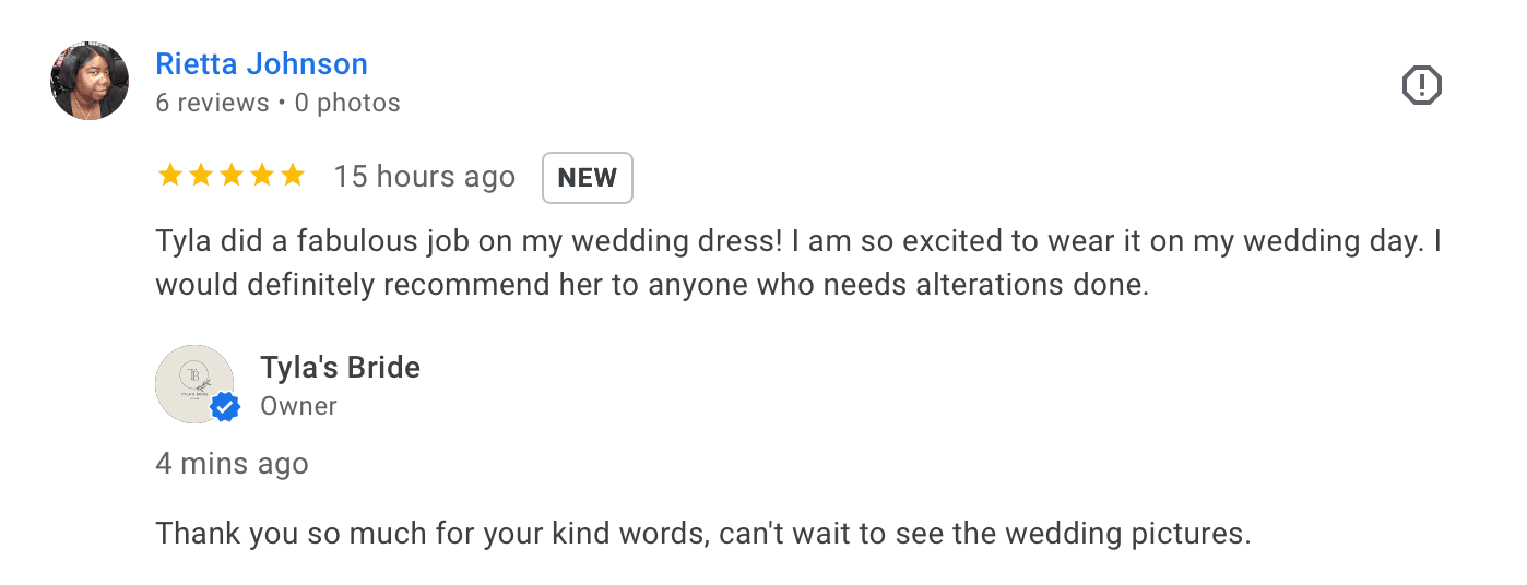 tylas bride 5 star review 